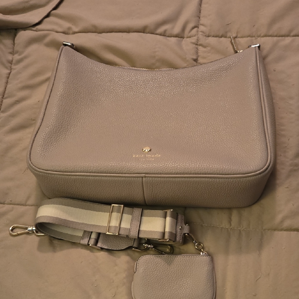 EUC Kate Spade Taupe Leather Shoulder Bag